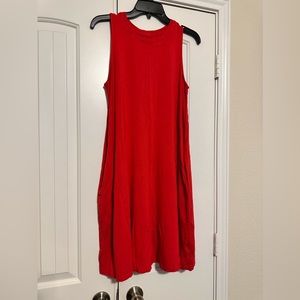 Red pocketed summer dress